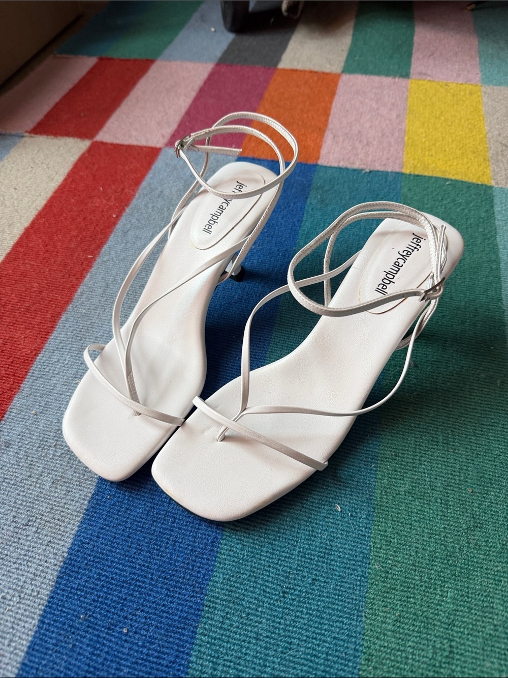 Jeffrey Campbell fluxx sandal kitten heel in white bridal summer shoe size 9